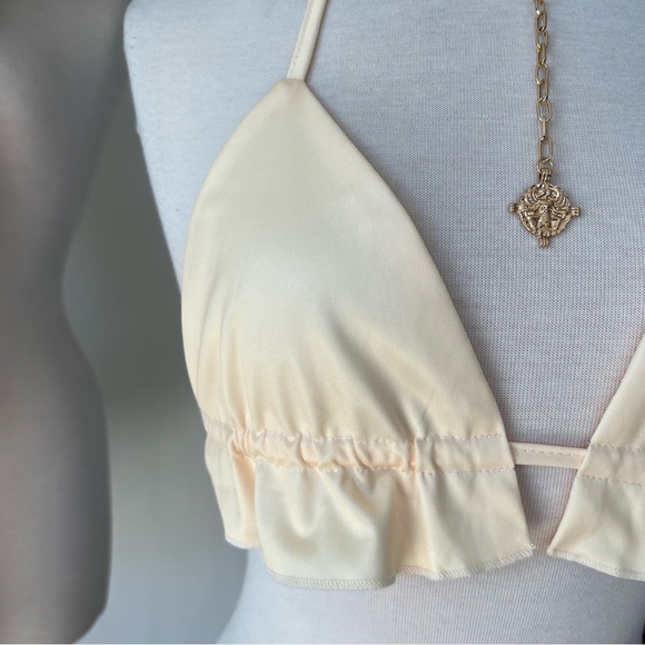 EGGSHELL CREAM DAINTY HALTER TOP - Picture 3 of 5